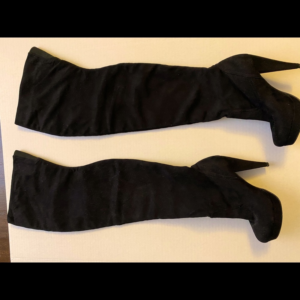 Thigh high suede-like boots